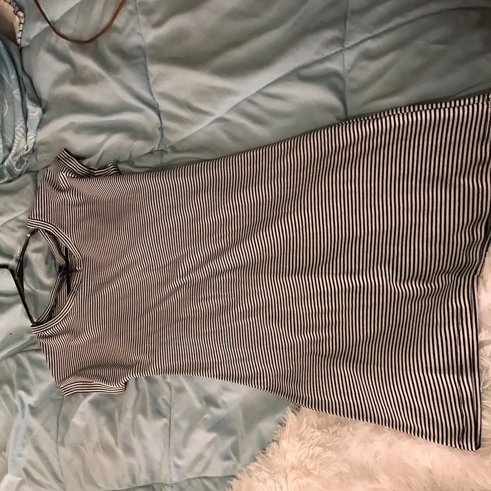 White and black striped dress